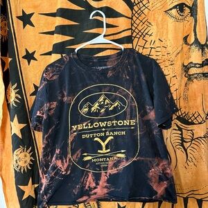 Dutton Ranch Yellowstone TV ShowGraphic Tee - Black with Rust Tie-Dye